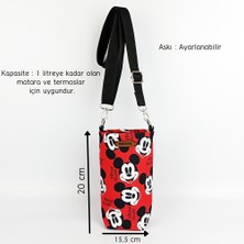 Woodycord  1 Litrelik Matara Kılıfı Su Şişesi Taşıma Çantası Water Bottle Bag Mickey Mause