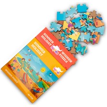 Hopiers Montessori Summer Holiday Ahşap 40 Parça Puzzle Seti/ 1+ Yaş/ Eğitici, Öğretici ve Güvenli Çocuk Oyuncağı