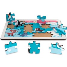 Hopiers Montessori Buz Devri 24 Parça Ahşap Puzzle Seti / 1+ Yaş / Eğitici, Öğretici ve Güvenli Çocuk Oyuncağı