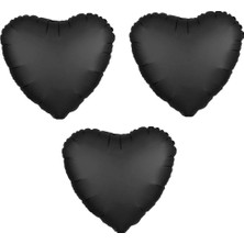 Rönesans Parti Kalp Folyo Balon 3 Adet Siyah
