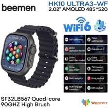 Beemen HK10 Ultra 3-Wf Akıllı Saat 2.02 Inç Amoled Ekran Çift Kordon Wifi Destekli Uygulama Yüklenebilir