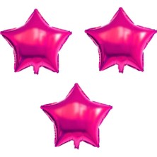Best Parti Yıldız Folyo Balon 3 Adet Fuşya