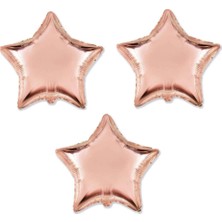 Rönesans Parti Yıldız Folyo Balon 3 Adet Rose Gold