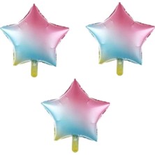 Best Parti Yıldız Folyo Balon 3 Adet Gökkuşağı