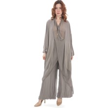 Italyan Ipek Detaylı Oversize Kaftan & Bluz