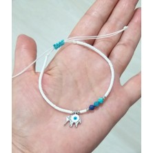 Funny Takı Amazonit Apatit Safir Doğaltaşlı Nazar Boncuklu Fil Miyuki (Büyük Boncuklu) Bileklik