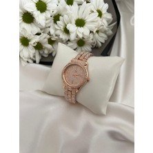 Rose Renk Taşlı Kadın Kol Saati