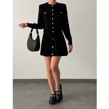 Miamo Düğme Detaylı Hırka Mini Etek Ikili Triko Takım
