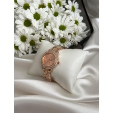 Rose Renk Taşlı Kadın Kol Saati