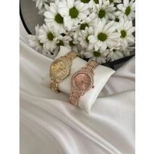 Rose Renk Taşlı Kadın Kol Saati