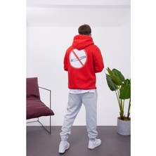 Nomarc No Smoking Kapüşonlu Kırmızı Sweatshirt