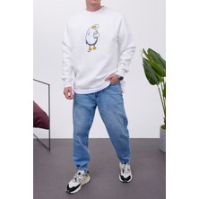 Nomarc Ördek Baskılı Beyaz Sweatshirt