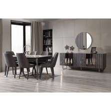 Doressa Deepy Yemek Odası Takımı Ahşap Ayaklı Modern Tasarım 6 Kişilik Yonga Levha
