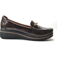 Beety 128.747 Hakiki Deri Rugan Siyah & Bordo Ortopedik Kadın Ayakkabı