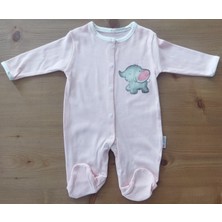 Mıdırık 3lü Sevimli Kahve Pembe Fil Kalp Desenli Çıtçıtlı Tulum Zıbın