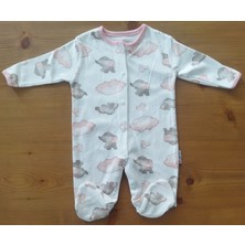 Mıdırık 3lü Sevimli Kahve Pembe Fil Kalp Desenli Çıtçıtlı Tulum Zıbın
