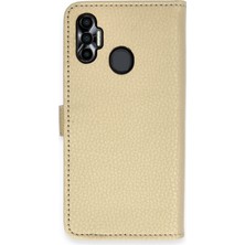 Newface Tecno Spark 7 Pro Kılıf Trend S Plus Kapaklı Kılıf - Gold 12