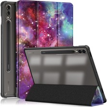 Seashell Digital Samsung Galaxy Tab S9+ Için Darbeye Dayanıklı Tablet Kılıfı (SM-X810/SM-X816B/SM-X818U) Üç Katlı Stand-Galaxy ile Tablet Kılıfı Tpu+Akrilik+Pu Deri Kapak (Yurt Dışından)