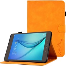 Seashell Digital Samsung Galaxy Tab A 8.0 SM T350 (2015) Tam Korumalı Destekli Stand Kart Yuvaları Baskılı Desenli Deri Haki Tablet Kılıfı (Yurt Dışından)