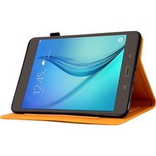 Seashell Digital Samsung Galaxy Tab A 8.0 SM T350 (2015) Tam Korumalı Destekli Stand Kart Yuvaları Baskılı Desenli Deri Haki Tablet Kılıfı (Yurt Dışından)