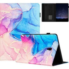 Seashell Digital Samsung Galaxy Tab A 10.5 (2018) T590 T595 Akıllı Deri Çok Açılı Stand Mermer Desen Tablet Kılıfı (Yurt Dışından)