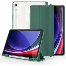 Seashell Digital Samsung Galaxy Tab S9 Koruyucu Üç Katlı Stand Pc Tpu Pu Şeffaf Arka Çevirin Gece Yarısı Tablet Kılıfı (Yurt Dışından)