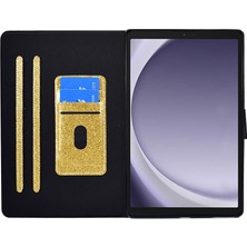 Seashell Digital Samsung Galaxy Tab A9 Parıltılı Pu Deri Kart Yuvaları Standı Koruyucu Tablet Kılıfı (Yurt Dışından)