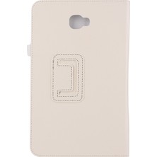 Seashell Digital Litchi Tahıl Akıllı Deri Samsung Galaxy Tab A 10.1 (2016) T580 T585 BEIGE Tablet Kılıfı (Yurt Dışından)