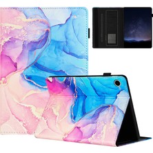 Seashell Digital Samsung Galaxy Tab A8 10.5 (2021) X200 X205 (2022) Deri Business Folio Mermer Baskı Tablet Kılıfı (Yurt Dışından)