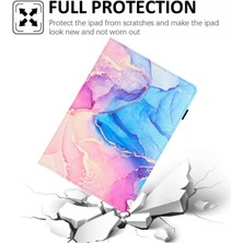 Seashell Digital Samsung Galaxy Tab A8 10.5 (2021) X200 X205 (2022) Deri Business Folio Mermer Baskı Tablet Kılıfı (Yurt Dışından)