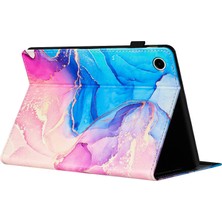 Seashell Digital Samsung Galaxy Tab A8 10.5 (2021) X200 X205 (2022) Deri Business Folio Mermer Baskı Tablet Kılıfı (Yurt Dışından)