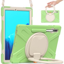 Seashell Digital Samsung Galaxy Tab S9 FE S9 S8 S7 T970 T975 GRASS Green beyaz Pc Silikon 360 Derece Döner Kick Stand Omuz Askılı Tablet Kılıfı (Yurt Dışından)