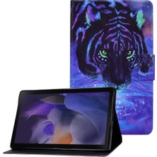 Seashell Digital Samsung Galaxy Tab A8 (2021) Desen Baskı Pu Deri Standı Manyetik Kapatma Kart Yuvaları ile Tablet Koruyucu Kılıf-Gece Kaplanı (Yurt Dışından)