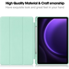 Seashell Digital Samsung Galaxy Tab S9 Fe Deri Üç Katlı Stand Kalem Yuvası Nane Tablet Kılıfı (Yurt Dışından)