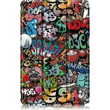 Seashell Digital Desen Baskı Üç Katlı Stand Sert Pc Yumuşak Pu Deri Koruyucu Samsung Galaxy Tab A7 Lite 8.7 Inç SM T220 (Wi Fi) Graffiti Tablet Kılıfı (Yurt Dışından)