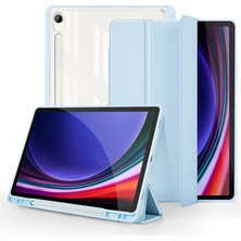 Seashell Digital Samsung Galaxy Tab S9 Koruyucu Üç Katlı Stand Pc Tpu Pu Şeffaf Arka Çevirin Tablet Kılıfı (Yurt Dışından)