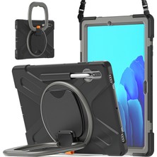 Seashell Digital Samsung Galaxy Tab S9 FE S9 S8 S7 T970 T975  Pc Silikon 360 Derece Döner Kick Stand Omuz Askılı Tablet Kılıfı (Yurt Dışından)