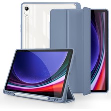 Seashell Digital Samsung Galaxy Tab S9 Koruyucu Üç Katlı Stand Pc Tpu Pu Şeffaf Arka Çevirin Tablet Kılıfı (Yurt Dışından)