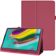 Seashell Digital Samsung Galaxy Tab A 10.1 (2019) Litchi Texture Deri Çizilmeye Dayanıklı Çift Katlı Stand Flip Elastik Kayış Tablet Kılıfı (Yurt Dışından)