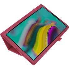 Seashell Digital Samsung Galaxy Tab A 10.1 (2019) Litchi Texture Deri Çizilmeye Dayanıklı Çift Katlı Stand Flip Elastik Kayış Tablet Kılıfı (Yurt Dışından)