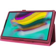 Seashell Digital Samsung Galaxy Tab A 10.1 (2019) Litchi Texture Deri Çizilmeye Dayanıklı Çift Katlı Stand Flip Elastik Kayış Tablet Kılıfı (Yurt Dışından)