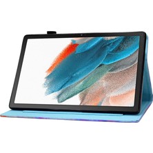 Seashell Digital Samsung Galaxy Tab A8 10.5 (2021/2022) Için Pu Deri Baskı Kapak Akıllı Folyo Kart Yuvalı ve Kalemlik-Hayat Ağacı Standlı Dikiş Kılıfı (Yurt Dışından)