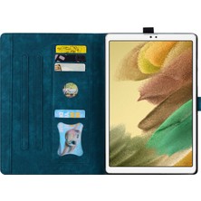 Seashell Digital Samsung Galaxy Tab A7 Lite Standı 8.7 Inç Pu Deri Baskılı Çiçek Kedi Kart Yuvaları Safir Tablet Kılıfı (Yurt Dışından)