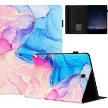 Seashell Digital Samsung Galaxy Tab A 8.0 SM T350 (2015) Kart Yuvaları Akıllı Mermer Deri Tablet Kılıfı (Yurt Dışından)