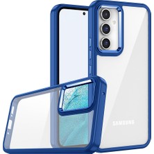 noktaks - Samsung Galaxy A34 - Kılıf Arkası Şeffaf Kamera Çevresi Parlak Zıt Renkli Flora Kapak - Lacivert - T26003