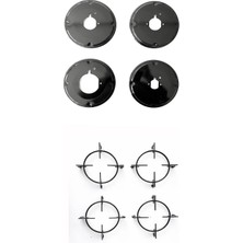 Vinola Tüm Ocaklara Uyumlu Cam Ankastre Emaye Parlak Sallanmaz Ocak Izgara Takımı 8 Parça