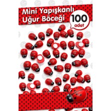 Küçük Kırmızı Yapışkanlı Uğur Böceği Ahşap Boncuk Süs 1cm  100 Adet -T1058