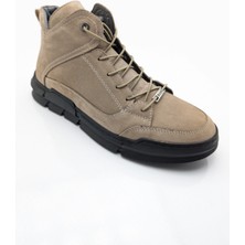 Çiğdem Kundura Çiğdem Gerçek Deri Lastik Bağlı Içi Kürklü Bilek Boy Bot (GAMZE725) - Kum - 42