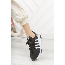 Çiğdem Kundura Çiğdem Çok Rahat Süs Bağlı  Fileli Sneaker Ayakkabı(Axs) - Siyah-Beyaz - 42