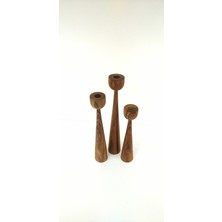 Iroko Home 3 Lü Mumluk-Şamdan Ahşap Set Özel Ceviz Ağacı